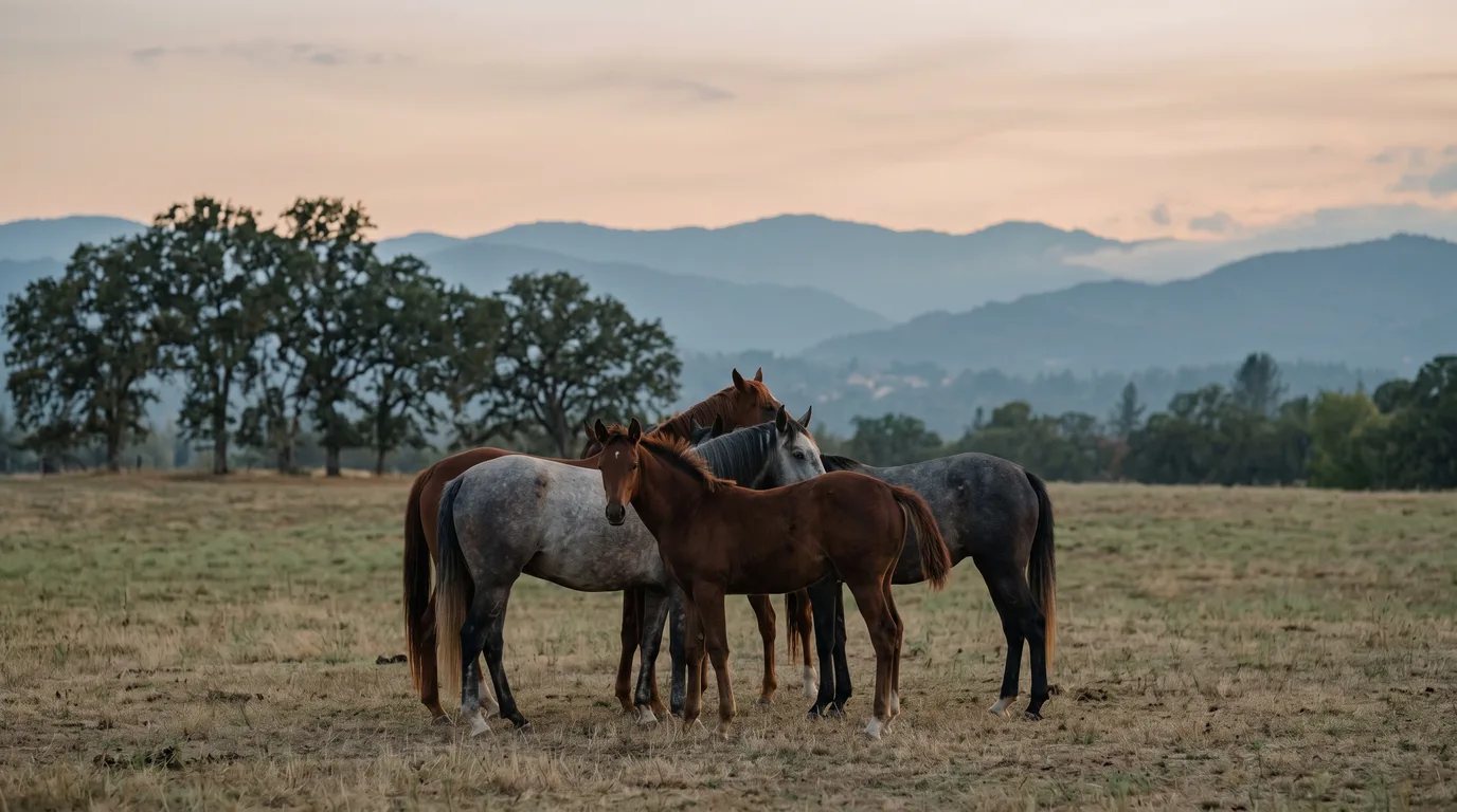 Chevaux en liberté, Écurie du Chambost, Rhône